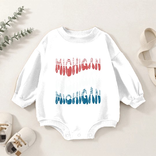 Michigan Red White Blue Cute Groovy Baby Romper Sweatshirts