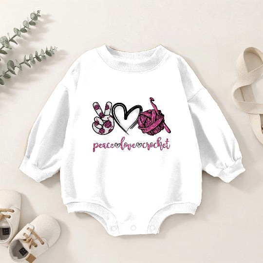 Peace Love Crochet Crocheting Baby Romper Sweatshirts