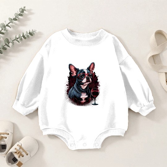 Chihuahua - France French Wine Cute Dog Souvenir Baby Romper Sweatshirts