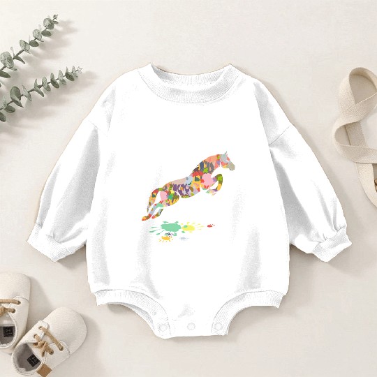 Colorful Horse Jumping Horse Baby Romper Sweatshirts