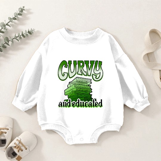 Curvy And Educated Stack Of Green Books Baby Romper Sweatshirts