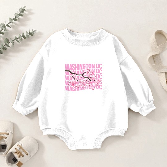 Washington DC Baby Romper Sweatshirts, Cherry Blossom Floral Pop