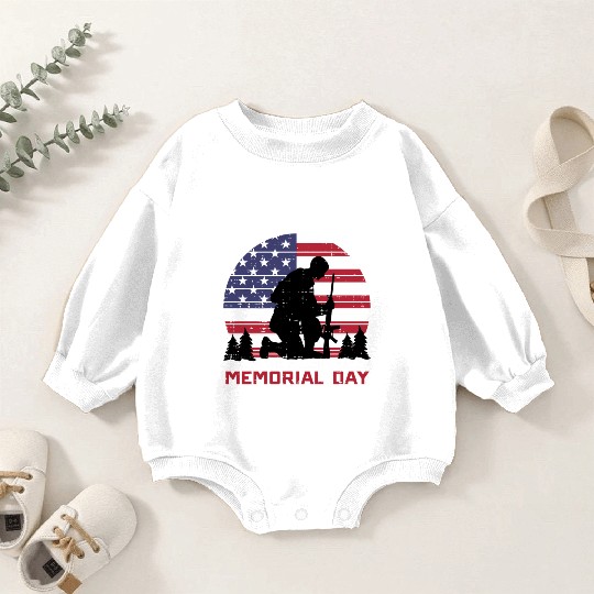 Honor The Fallen Heroes Memorial Day Us Flag Baby Romper Sweatshirts