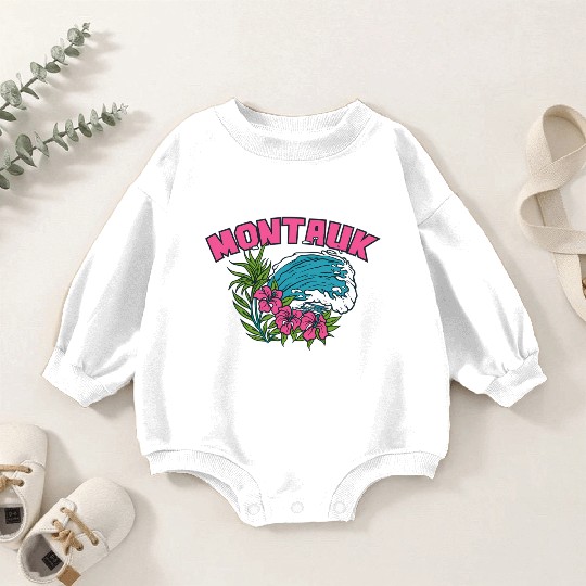 Montauk New York Summer Nyc Tropical Montaukett Baby Romper Sweatshirts