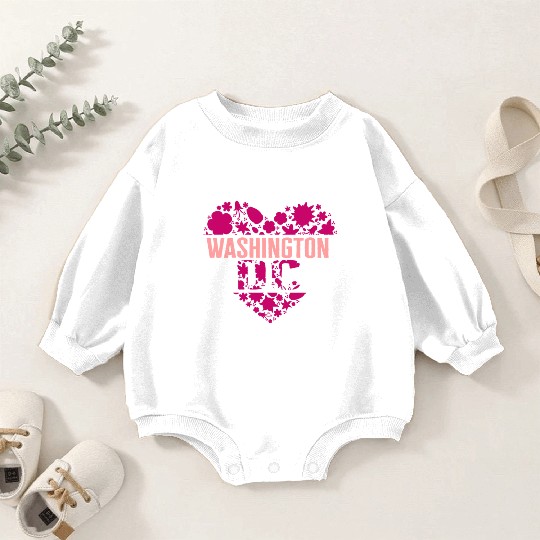 Washington DC Baby Romper Sweatshirts, Cherry Blossom Heart Floral