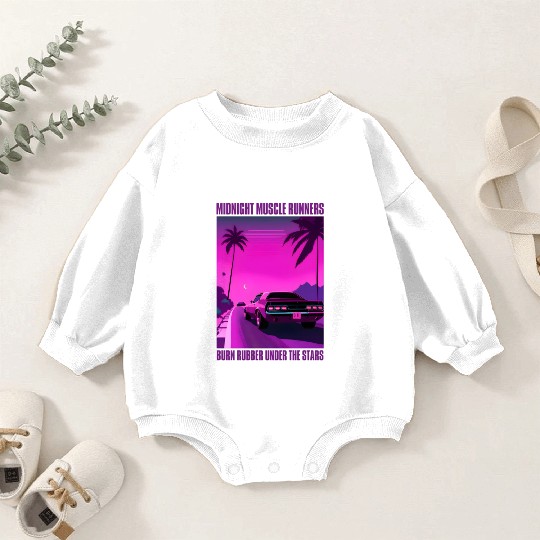 Vintage 80s Graphic Retrowave Muscle Car Racing Baby Romper Sweatshirts