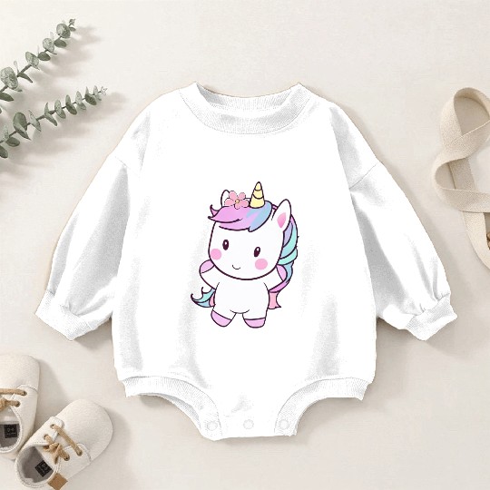 Cute Dancing Unicorn, Joyful Fantasy Design Baby Romper Sweatshirts