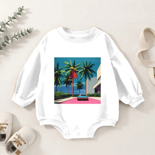 1980s Miami Beach Retro Hiroshi Nagai Baby Romper Sweatshirts