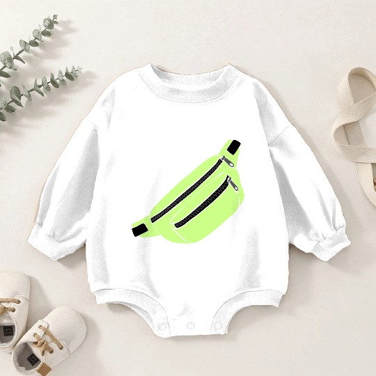 Lime Green Fanny Pack Illustration Baby Romper Sweatshirts