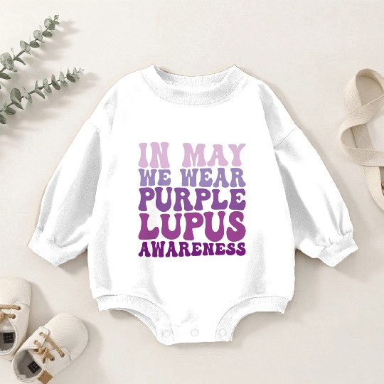 In May We Wear Purple Lupus Awareness Month Groovy Baby Romper Sweatshirts