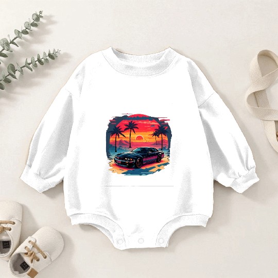 vintage sunset car california street Baby Romper Sweatshirts