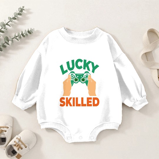 Lucky And Skilled Funny Irish Gamer Video Game Baby Romper Sweatshirts