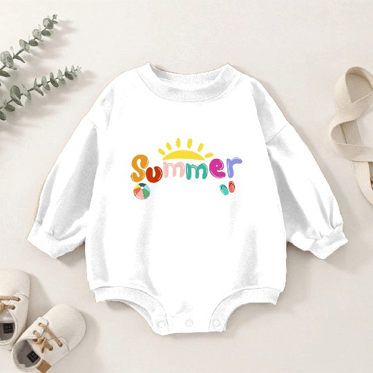 Summer Vibes Hello Vacation Beach Sunshine Funny Baby Romper Sweatshirts