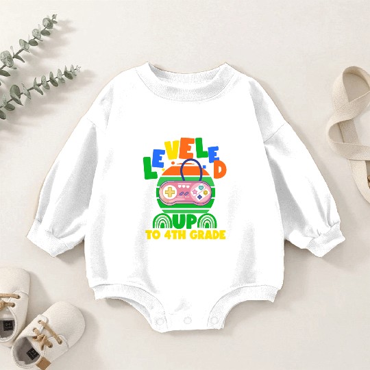 Level up to 4th grade, back to school Baby Romper Sweatshirts