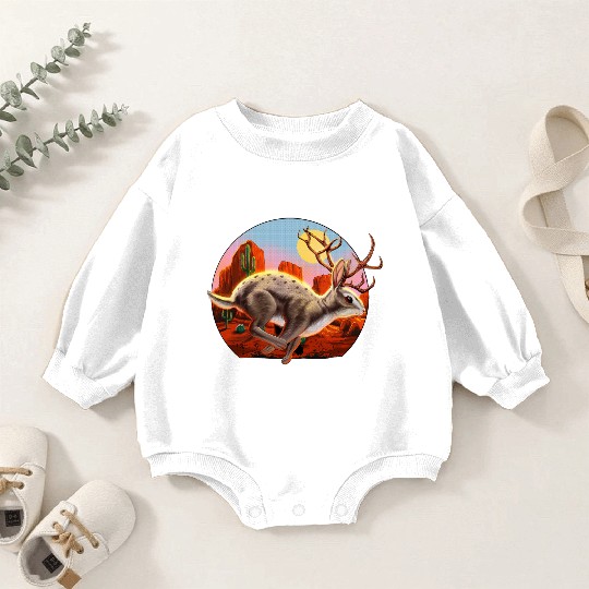 Jackalope Cryptid Rabbit Baby Romper Sweatshirts