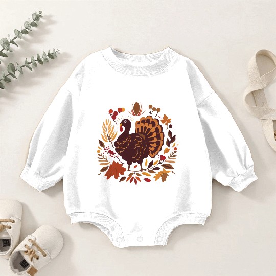 Turkeys, Harvest, and Gratitude Baby Romper Sweatshirts