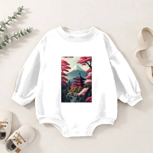 Asia Landscape Serene Mount Fuji Baby Romper Sweatshirts