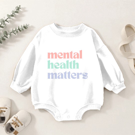 Mental Health Matters | Retro Quote Pastel Rainbow Baby Romper Sweatshirts