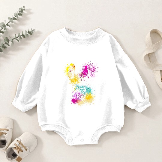 Colorful Splash Art Farm animals alpaca Llama head Baby Romper Sweatshirts