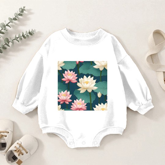 Serenity Blooms: Timeless Lotus Pattern Baby Romper Sweatshirts