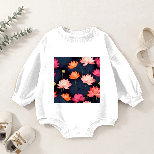 Serenity Blooms: Timeless Lotus Pattern Baby Romper Sweatshirts