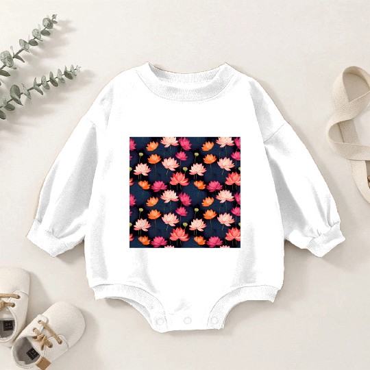 Serenity Blooms: Timeless Lotus Pattern Baby Romper Sweatshirts