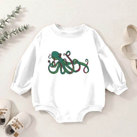 Green Octopus Baby Romper Sweatshirts