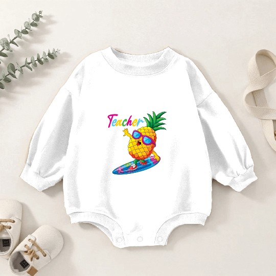 First Grade Teacher Off Duty Funny Summer Vacation Baby Romper Sweatshirts