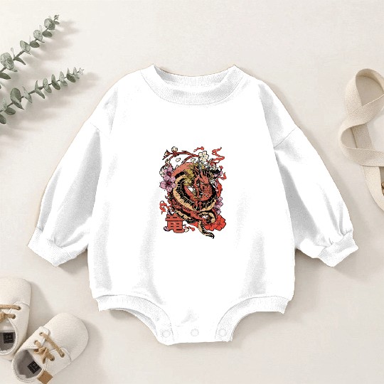 Japanese Tokyo Dragon Retro - Japanese Mythology Baby Romper Sweatshirts