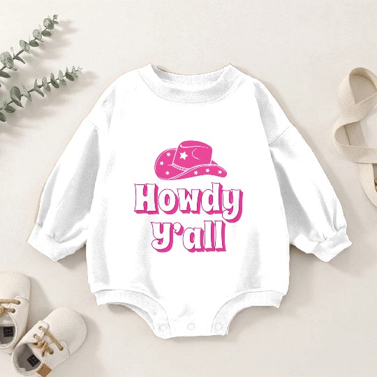 Howdy Y all Pink Cowboy Hat Baby Romper Sweatshirts