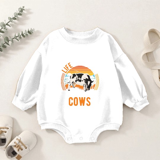 Cow Cattle Breeder Land, Farmer Cows Baby Romper Sweatshirts