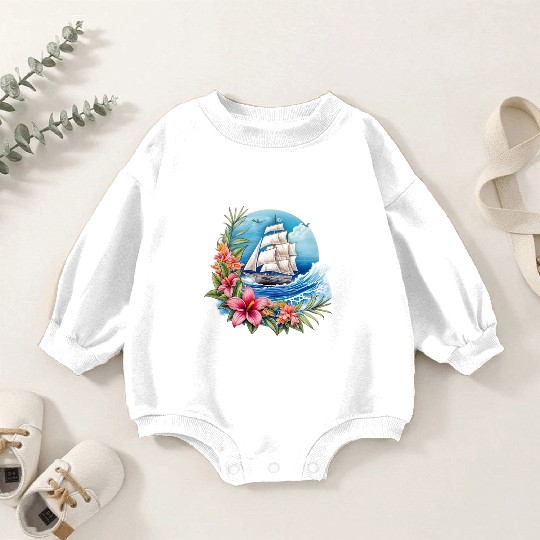 Sailing Ship Sailing Orchids Flowers Sailboat Baby Romper Sweatshirts