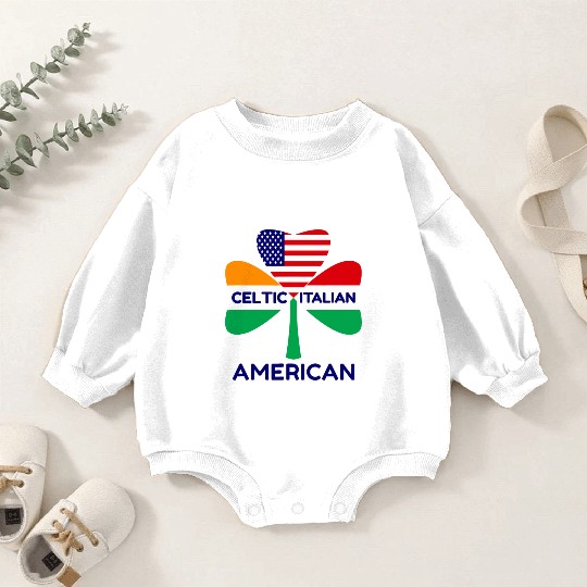Irish Italian American Flag And Celtic Shamrock Pr Baby Romper Sweatshirts