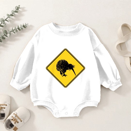 New Zealand Attention Kiwi Street Sign Camping Baby Romper Sweatshirts