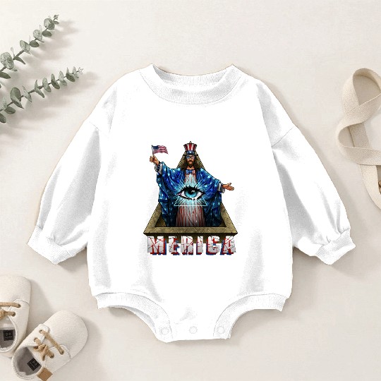 Merica Jesus Patriotic and Eye of Providence Baby Romper Sweatshirts