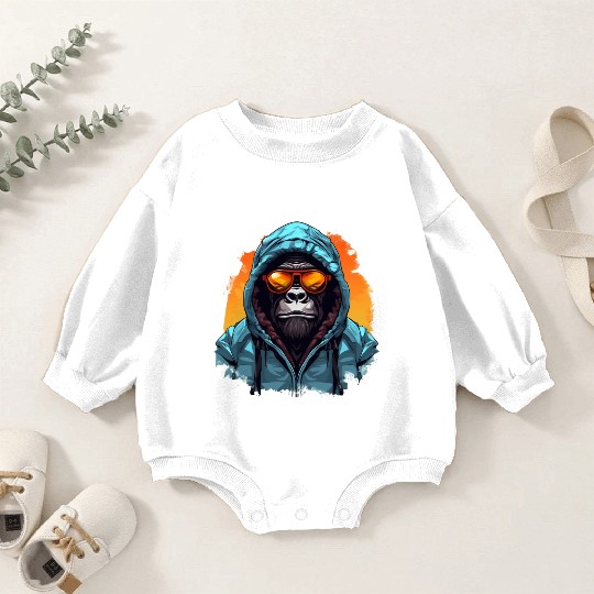 Street Style Mountain Gorilla | Gorilla Lovers Baby Romper Sweatshirts