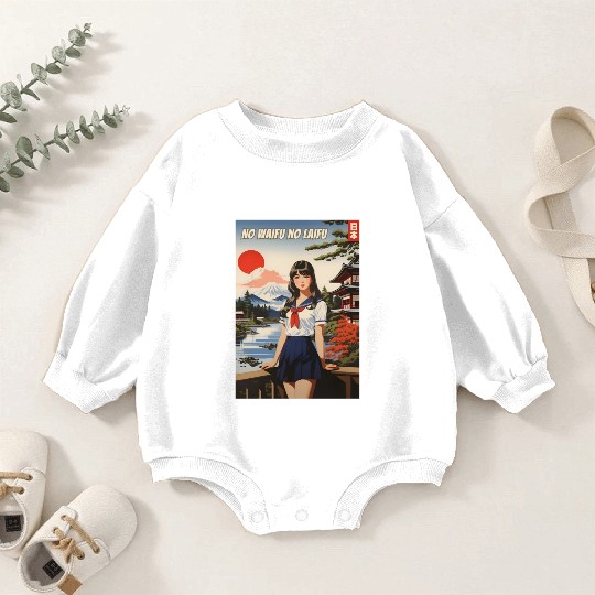 Funny Retro Art Style Anime Girl Japan Waifu Humor Baby Romper Sweatshirts