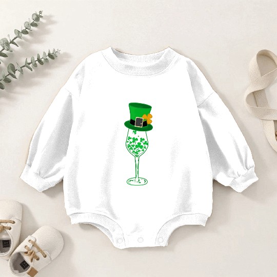 Irish Green Shamrock St Patrick's Day Wine Drinkin Baby Romper Sweatshirts
