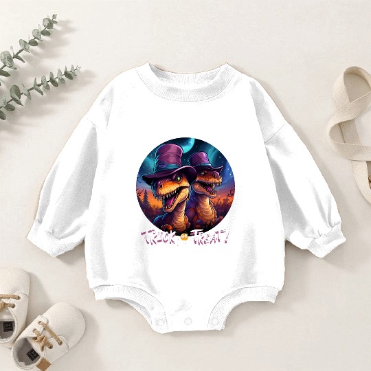 Halloween Dinosaur Velociraptor Trick or Treat Baby Romper Sweatshirts