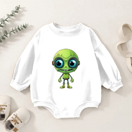 Cool Alien Cyborg Head with Teeth Baby Romper Sweatshirts