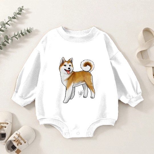 Akita Light Faced Tan Baby Romper Sweatshirts