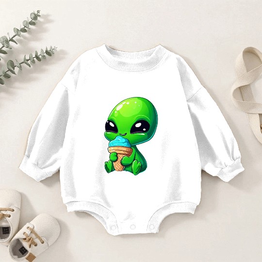 Alien Extraterrestrial Ice Blue Green Baby Romper Sweatshirts
