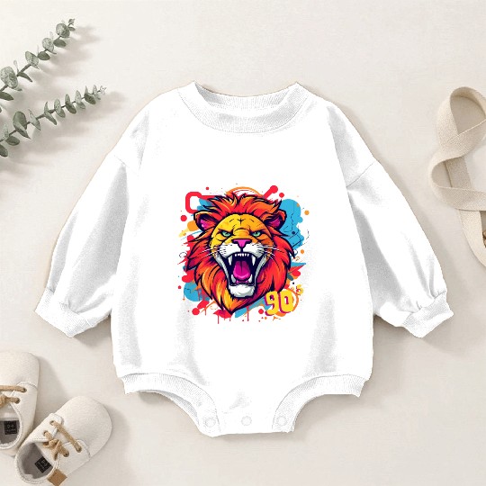 90s Lion Roared Graphic Baby Romper Sweatshirts