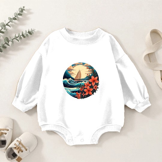 Sailing Ship Sailing Orchids Flowers Sailboat Baby Romper Sweatshirts