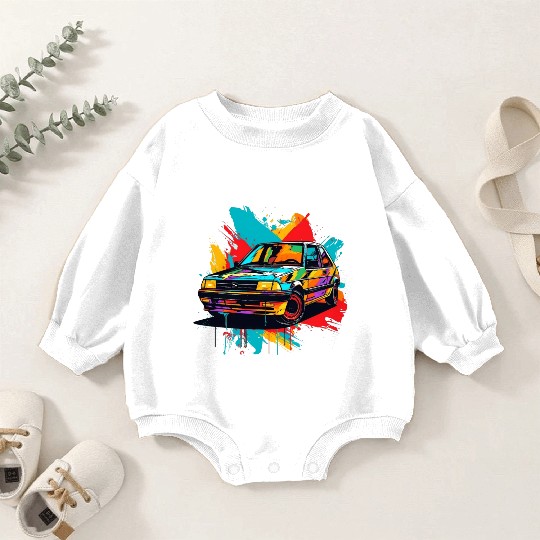 90s Retro Car Graphic Baby Romper Sweatshirts