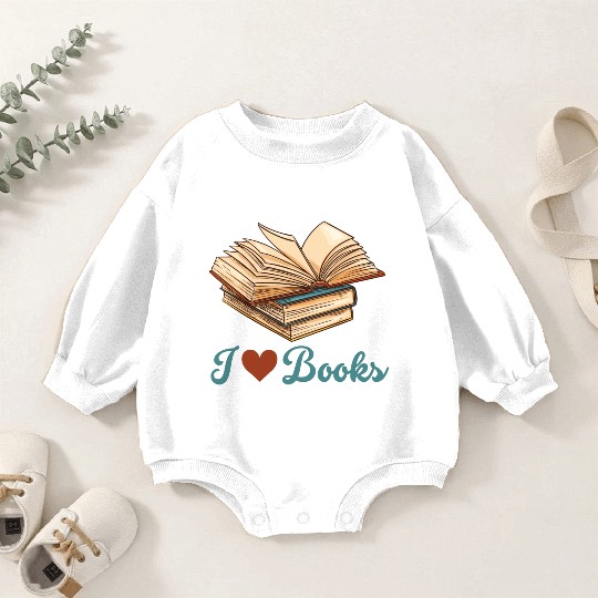 I Love Books Book Lovers Gift For World Book Day Baby Romper Sweatshirts