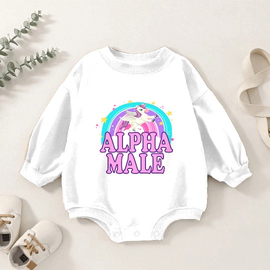Ironic Alpha Male Unicorn Rainbow Funny Baby Romper Sweatshirts