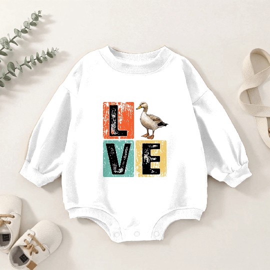 Retro Duck Hunting Duck Birds Lover Duck Hunter Baby Romper Sweatshirts