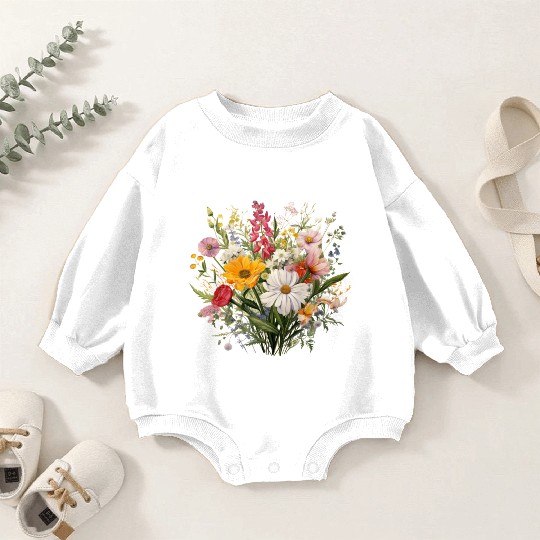 Wild Flowers Botanical Flower Nature Colorfull Baby Romper Sweatshirts