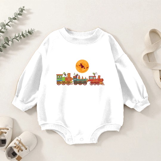 Spooky Halloween Ghost Train Zombie Boo Trick Or Baby Romper Sweatshirts